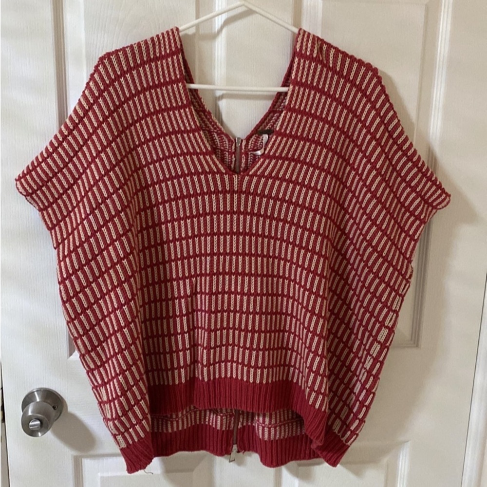 Free People Red Zipper Sweater Vest Top S